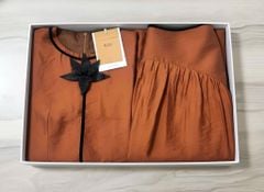 VGU2076 SET CAM TAY HẾN ĐÍNH HOA - CHÂN VÁY DÀI