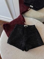 TB9807 QUẦN DẠ SHORT KIM SA (ĐEN)