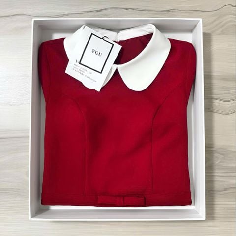 VGU2091 ĐẦM ĐỎ TK CỔ SEN DÁNG DÀI