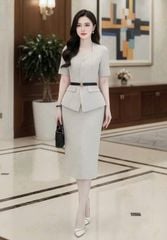VGU2100 SET CÔNG SỞ - CHÂN VÁY A THANH LỊCH ( KÈM NỊT)