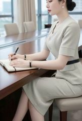 VGU2100 SET CÔNG SỞ - CHÂN VÁY A THANH LỊCH ( KÈM NỊT)