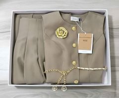 VGU2110 SET ÁO SÁT NÁCH TAG HOA - CHÂN VÁY DÀI + ĐAI EO