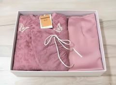 VGU2105 SET ÁO DÀI CÁCH TÂN LÔNG VŨ CỔ BÈO (HỒNG)