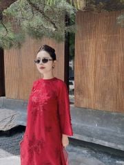 SKY9747 SET ÁO DÀI THÊU H.TIẾT 2TÀ - QUẦN DÀI CAO CẤP (FULL ĐỎ)