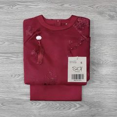 SKY9747 SET ÁO DÀI THÊU H.TIẾT 2TÀ - QUẦN DÀI CAO CẤP (FULL ĐỎ)