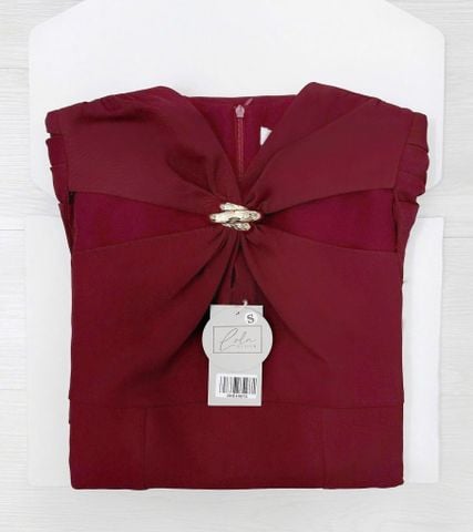 SHE4807 ĐẦM DÀI TK XOẮN NGỰC (ĐỎ)