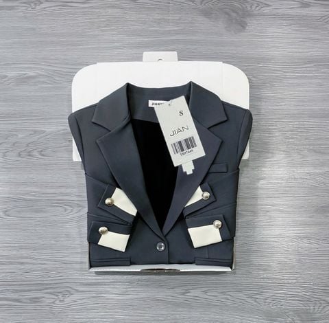 TB9764  KHOÁC VEST PHỐI TAY CAO CẤP (XÁM)