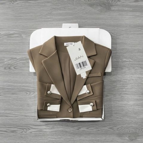 TB9763  KHOÁC VEST PHỐI TAY CAO CẤP (NÂU)