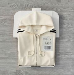 SKY9856 ÁO KHOÁC LỬNG PHỐI SỌC CÓ NÓN (KEM)