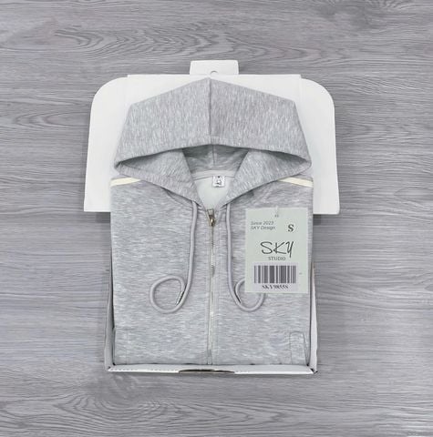 SKY9855 ÁO KHOÁC LỬNG PHỐI SỌC CÓ NÓN (XÁM)