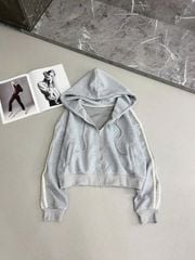 SKY9855 ÁO KHOÁC LỬNG PHỐI SỌC CÓ NÓN (XÁM)