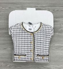 KS1709 KHOÁC DẠ TWEED CARO NÚT K.LOẠI (XÁM TRẮNG)