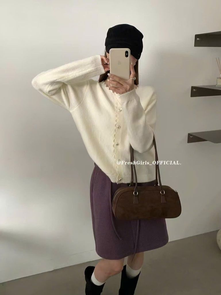 LEN6227 KHOÁC LEN VIỀN SÓNG NÚT TIM (X.BƠ) 6830