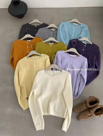 LEN6224 KHOÁC LEN VIỀN SÓNG NÚT TIM (TÍM ĐẬM) 6830