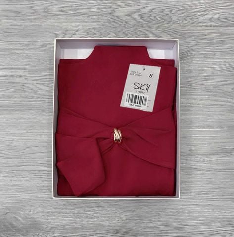 SKY9896 ĐẦM THUN BODY DÁNG DÀI XOẮN NGỰC (ĐỎ)