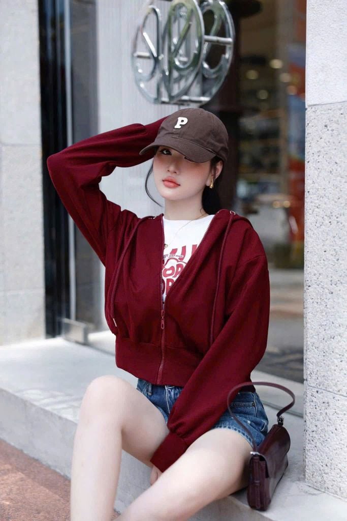 KS1714 - ÁO KHOÁC BASIC - MÀU ĐỎ