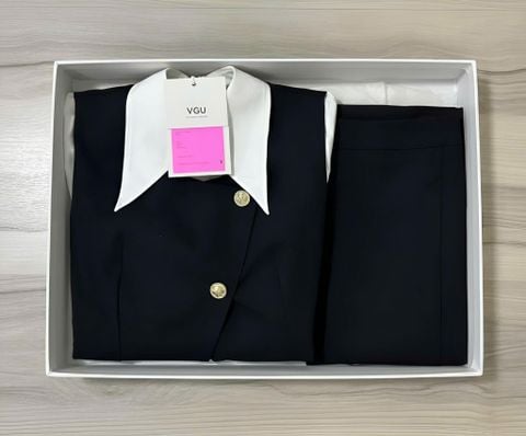 VGU2191 - SET 3 MÓN ÁO GILE + ÁO SƠ MI + CHÂN VÁY