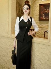 VGU2191 - SET 3 MÓN ÁO GILE + ÁO SƠ MI + CHÂN VÁY