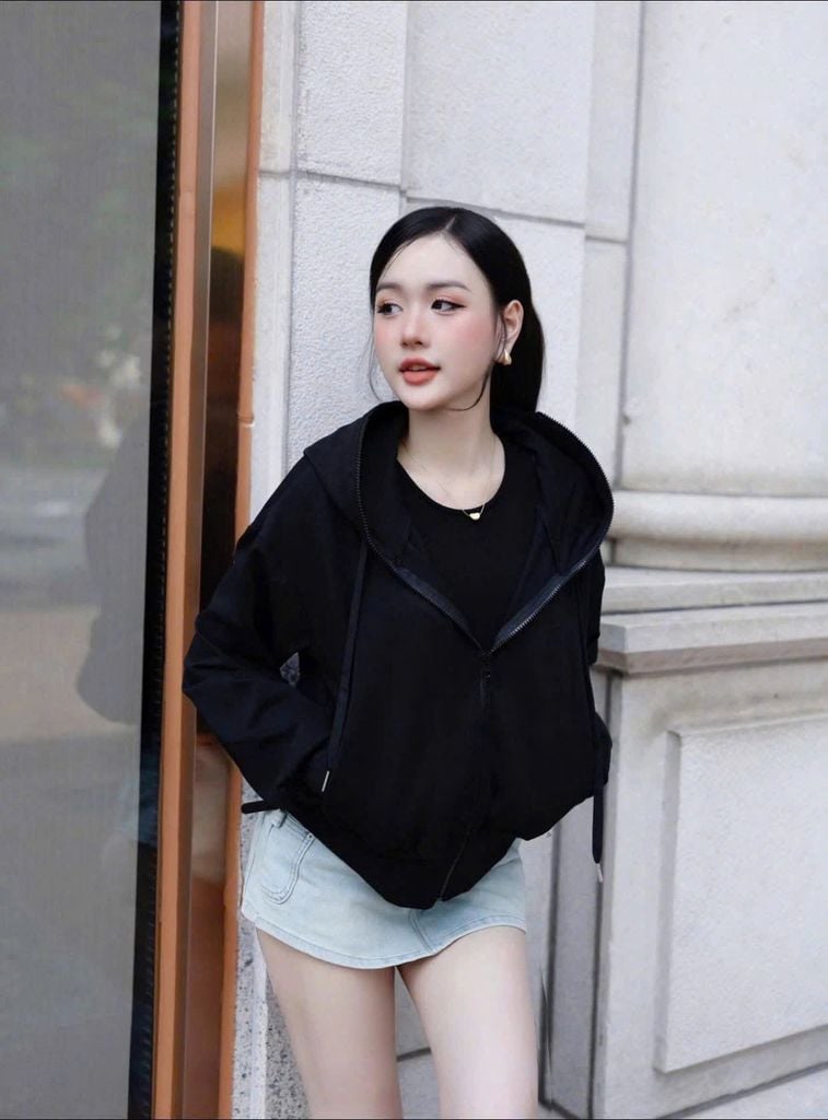 KS1711 - ÁO KHOÁC BASIC - MÀU ĐEN