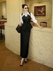 VGU2191 - SET 3 MÓN ÁO GILE + ÁO SƠ MI + CHÂN VÁY