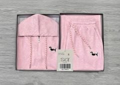 SKY9903 - SET BỘ ÁO KHOÁC THÊU LOGO CÚN + QUẦN DÀI ( MÀU HỒNG)