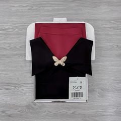 SKY9897 - SET ÁO KIỂU BODY ĐÍNH TAG BƯỚM - CHÂN VÁY ĐỎ