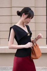 SKY9897 - SET ÁO KIỂU BODY ĐÍNH TAG BƯỚM - CHÂN VÁY ĐỎ