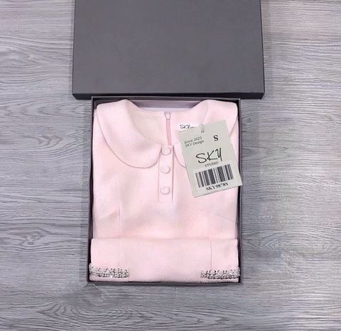 SKY9878 - ĐẦM NGẮN NÚT BỌC - MÀU HỒNG