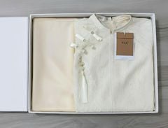 VGU2208 SET ÁO DÀI REN TAY LỠ PHỐI DÂY CHARM CAO CẤP