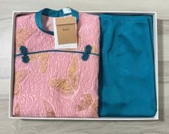 VGU2210 SET ÁO GẤM VÂN NỔI HT BƯỚM - QUẦN XANH