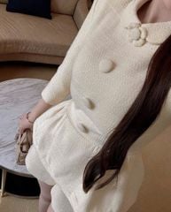 VGU2219 SET DẠ CỔ SEN TÙNG PEPLUM TAY DÀI - QUẦN SHORT