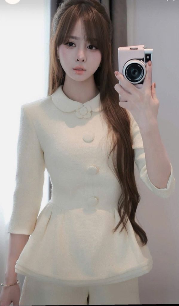 VGU2219 SET DẠ CỔ SEN TÙNG PEPLUM TAY DÀI - QUẦN SHORT