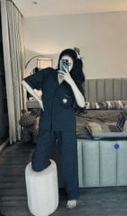 SKY8568 - SET BỘ IN HÌNH KITTY SỌC CARO XÁM ĐEN