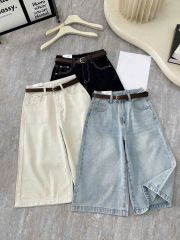 TB8580 - QUẦN JEAN NGỐ ỐNG RỘNG MÀU KEM ( KÈM NỊT)