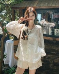 TB8534 - SET ÁO TAY DÀI REN - QUẦN SHORT ( KÈM ÁO TRONG)