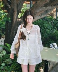 TB8534 - SET ÁO TAY DÀI REN - QUẦN SHORT ( KÈM ÁO TRONG)