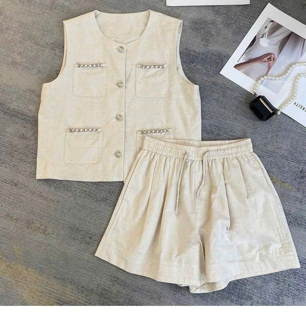 KS0965 - SET LINEN PHỐI TÚI KEM