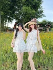 VGU0650 - SET REN TRẮNG + ÁO 2 DÂY