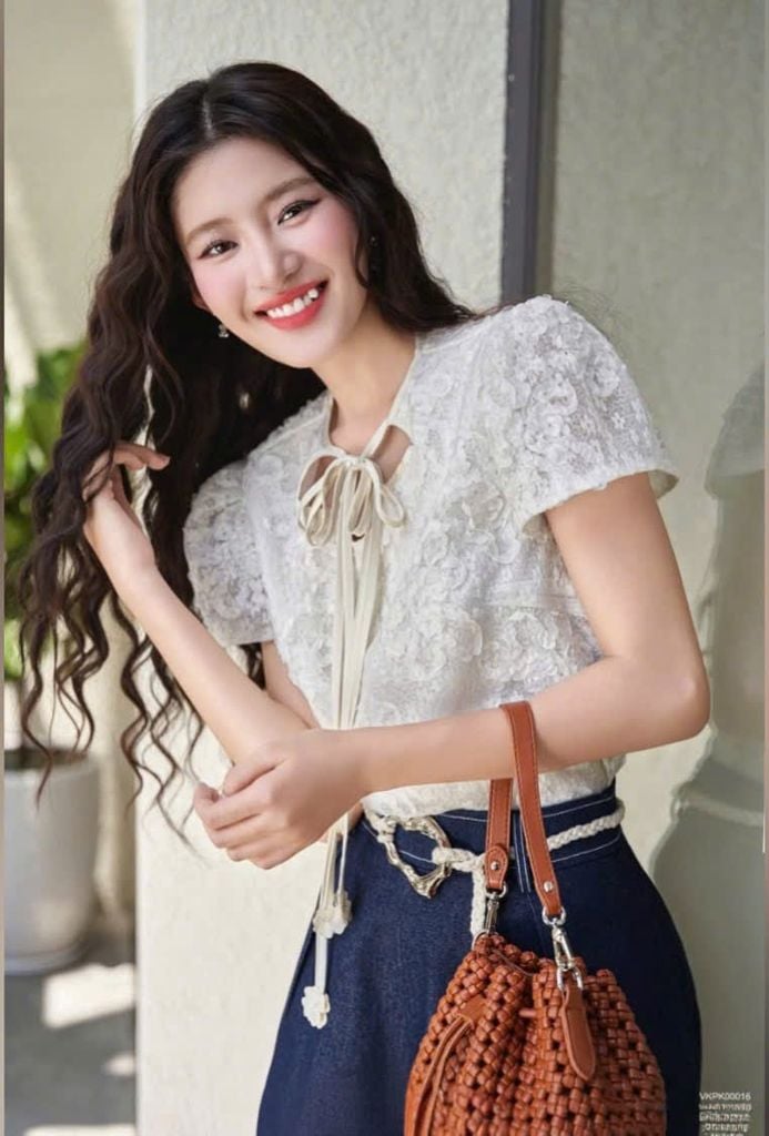 VGU0660 - SET ÁO KIỂU CAO CẤP - QUẦN VIỀN GỢN SÓNG ( KÈM NỊT)