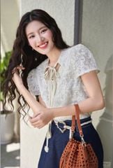VGU0660 - SET ÁO KIỂU CAO CẤP - QUẦN VIỀN GỢN SÓNG ( KÈM NỊT)
