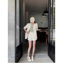 KS0995 - SET VEST 2 MÓN  - MÀU KEM ( KO KÈM ÁO TRONG)