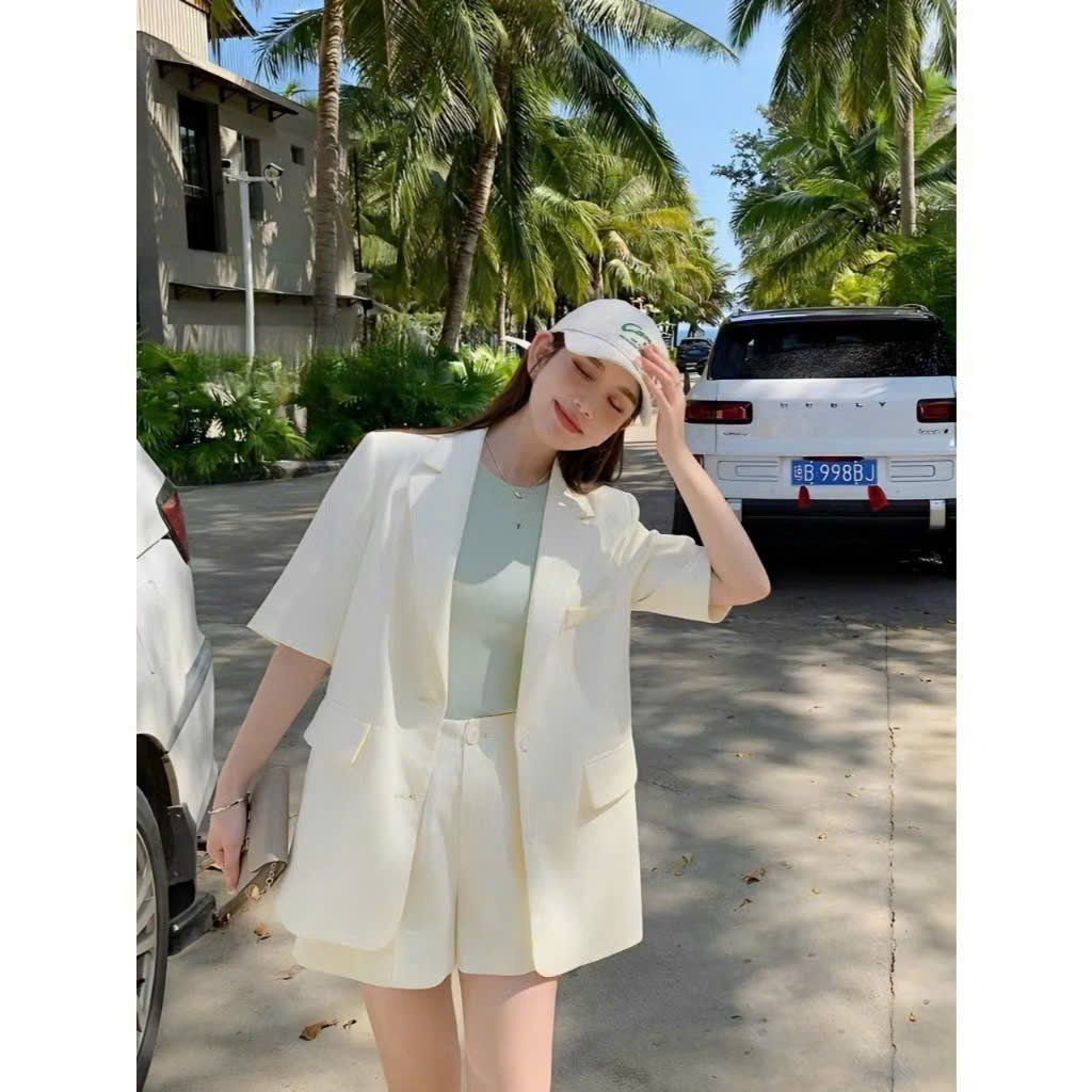 KS0995 - SET VEST 2 MÓN  - MÀU KEM ( KO KÈM ÁO TRONG)