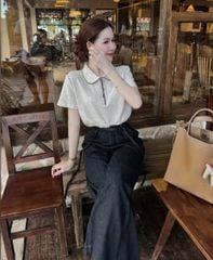 VGU0690 - SET ÁO THUN LOGO THÊU - QUẦN JEAN DÀI ( ÁO XÁM)