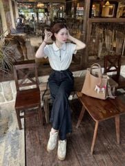 VGU0690 - SET ÁO THUN LOGO THÊU - QUẦN JEAN DÀI ( ÁO XÁM)