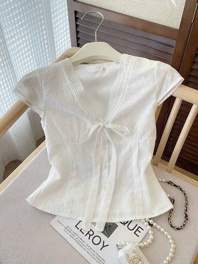KS1010 - SET ÁO KATE THÊU - QUẦN JEAN DENIM