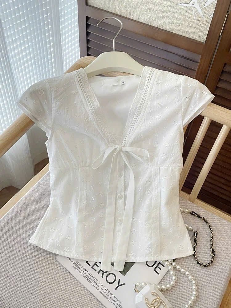 KS1010 - SET ÁO KATE THÊU - QUẦN JEAN DENIM