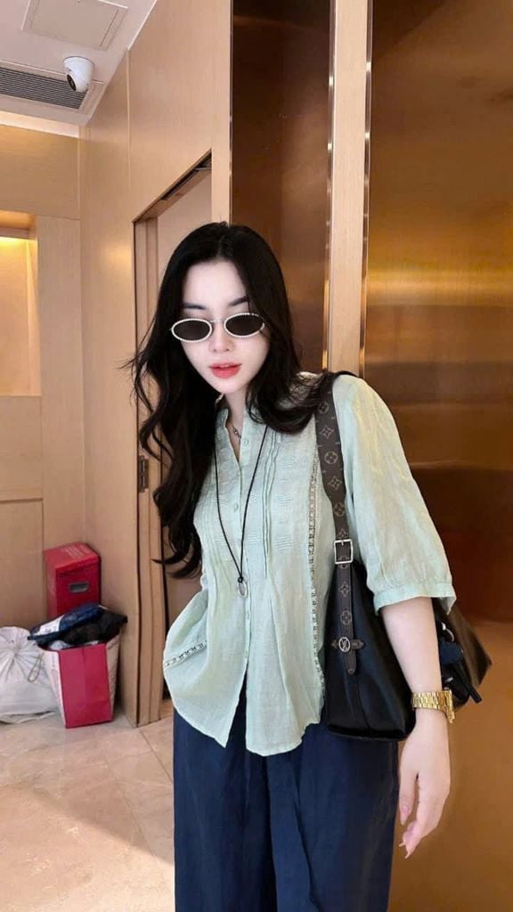 TB8705 - SET LINEN THÊU CAO CÂP VẢI WASH MỀM - MÀU XANH