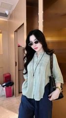 TB8705 - SET LINEN THÊU CAO CÂP VẢI WASH MỀM - MÀU XANH
