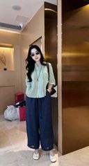 TB8705 - SET LINEN THÊU CAO CÂP VẢI WASH MỀM - MÀU XANH