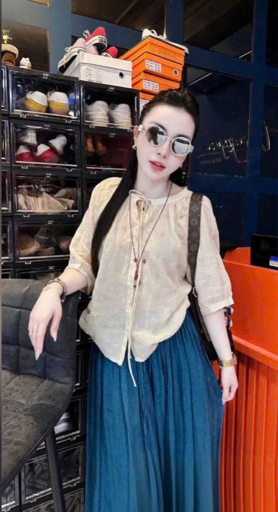 VGU0783 - SET ÁO KIỂU - CHÂN VÁY DÀI XANH